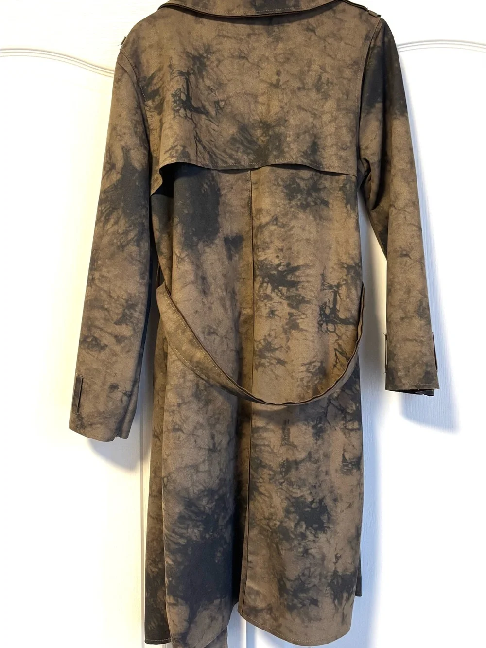 Catherine Malandrino Taupe Tie-Dye Trench Coat
